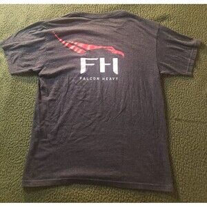 Space X Falcon Heavy Soft Cotton Blend Shirt Men's Gray Short Sleeve MEDIUM